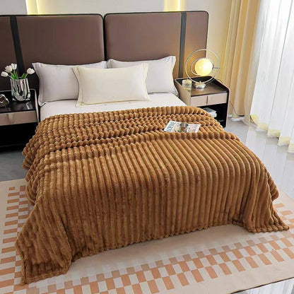 Stripe Fleece Throw – Ultra Plush Ribbed Blanket