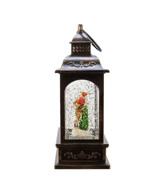 9"BLACK LED SANTA LANTERN W/MOTION