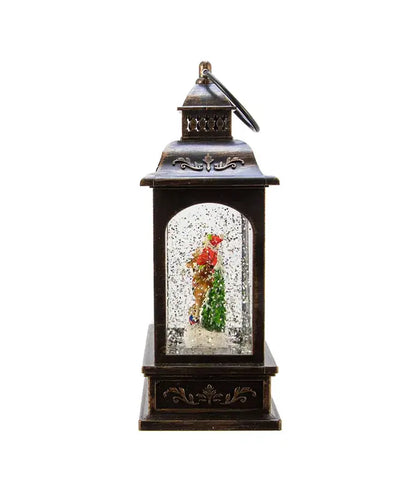 9"BLACK LED SANTA LANTERN W/MOTION