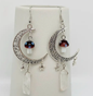 Hollow Moon Mushroom White Crystal Pendant Earrings