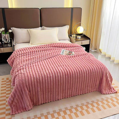 Stripe Fleece Throw – Ultra Plush Ribbed Blanket