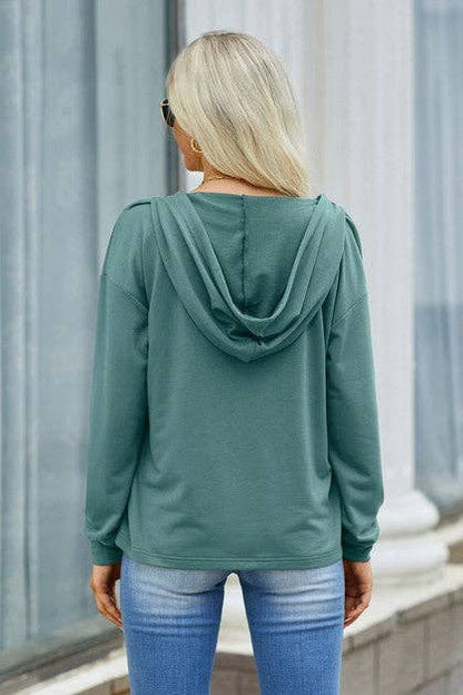 Lace V Neck Long Sleeves Hoodie