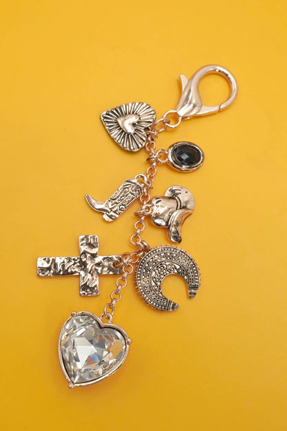 BAG KEY CHARM-HEART CROSS WESTERN BOOT | 80K058