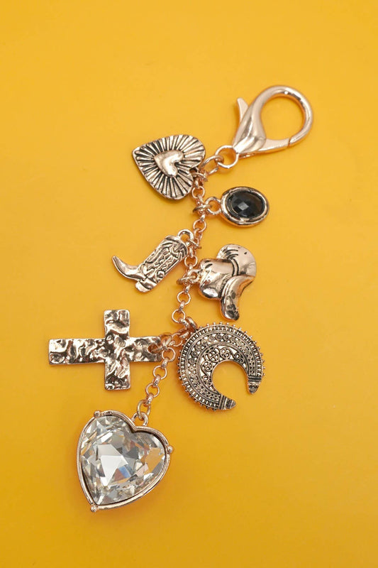 BAG KEY CHARM-HEART CROSS WESTERN BOOT | 80K058
