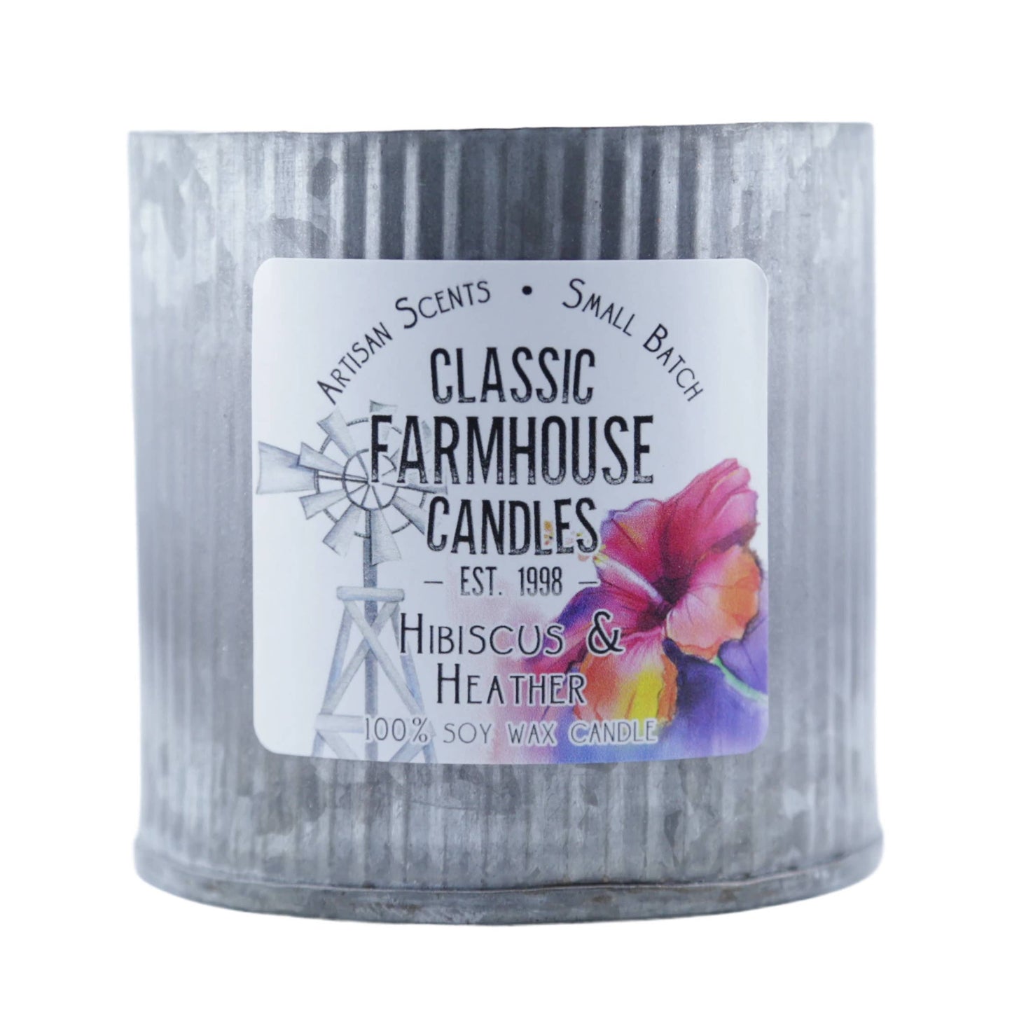 Hibiscus & Heather Large Tin Soy Candle