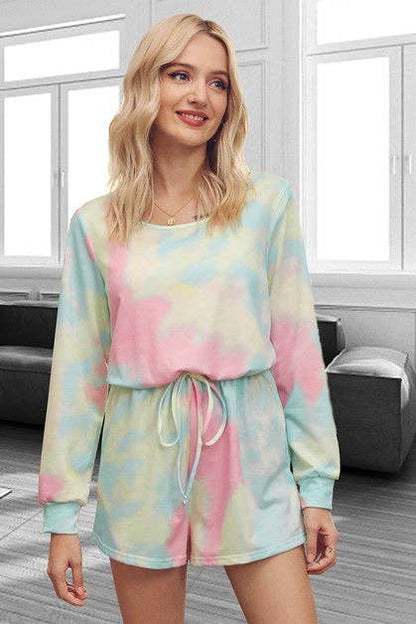 Tie Dye Round Neck Short Pant Romper