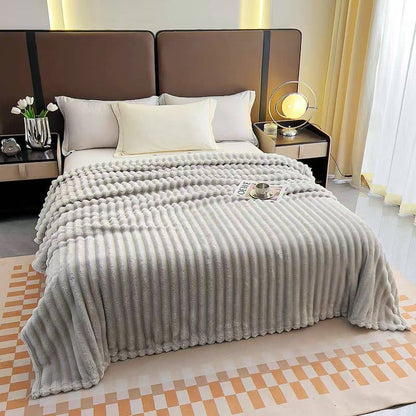 Stripe Fleece Throw – Ultra Plush Ribbed Blanket