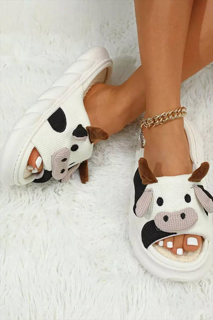1 the Woman - Cartoon Animal Cow Plush Slippers
