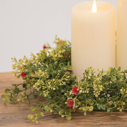 Ruby Fall Buds & Baby's Grass Candle Ring, 6.5"