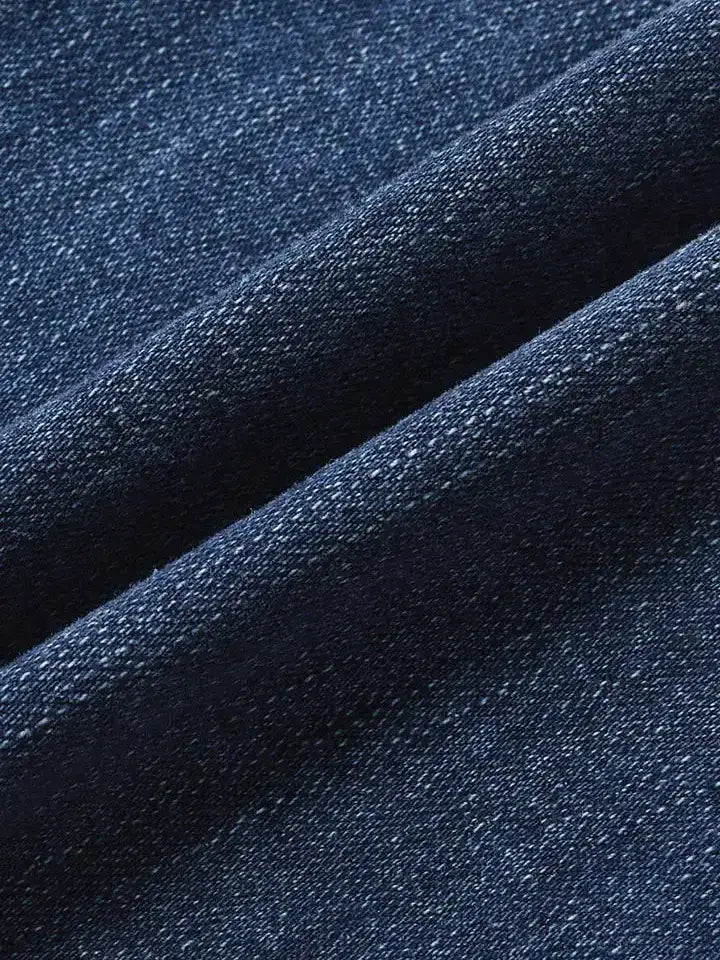 Wash Denim Wide Leg Jeans High Waist Patch Pocke