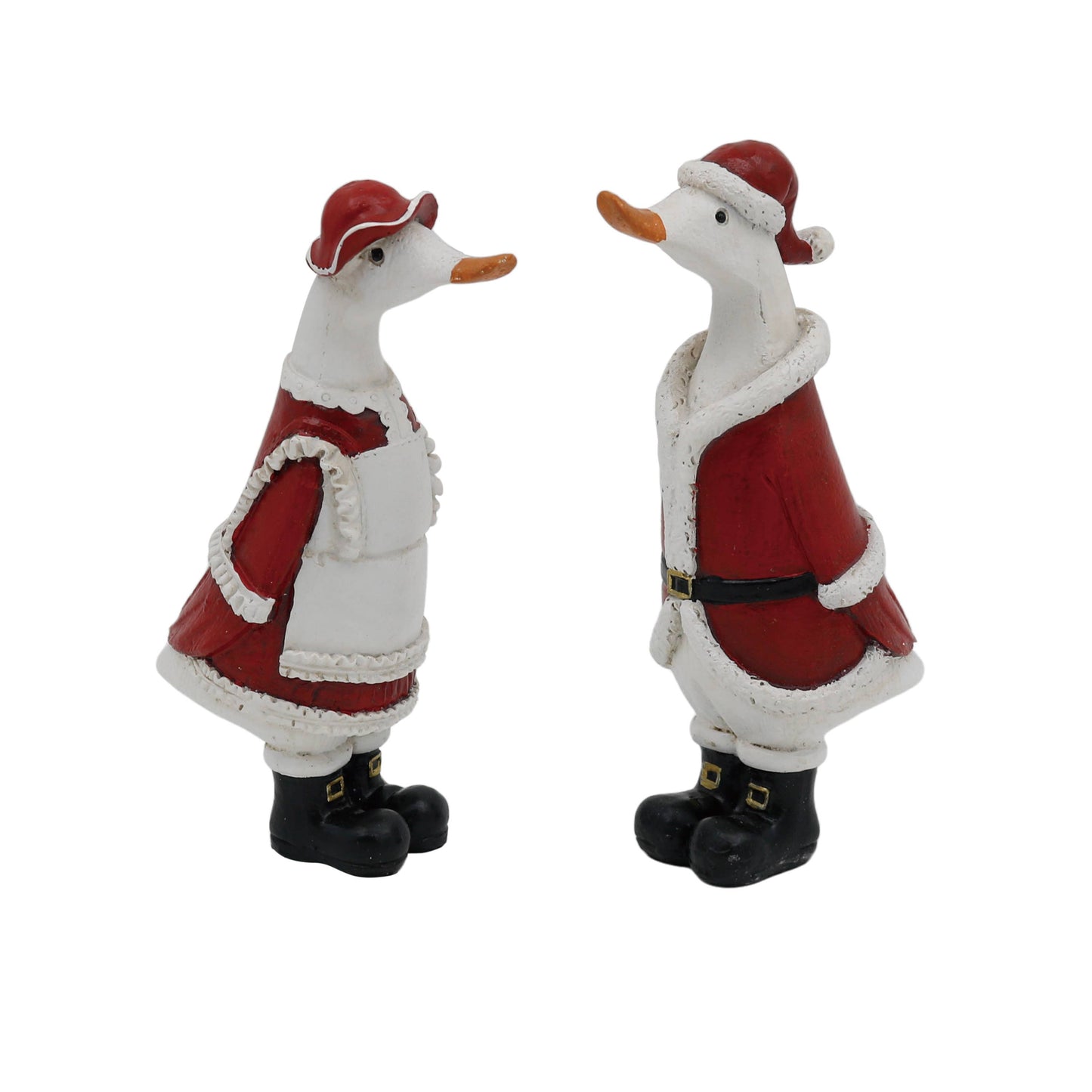 Resin Santa & Mrs. Claus Duck Figurines Christmas Decor