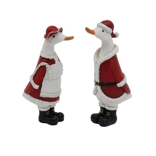 Resin Santa & Mrs. Claus Duck Figurines Christmas Decor