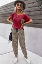 Solid Leopard Top And Pants Set