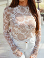 Floral Print Mesh Thumbhole Long Sleeve Top