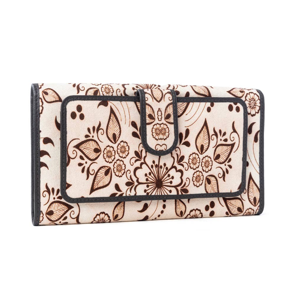 Vanilla Vine Woven Wallet in Sepia Bloom