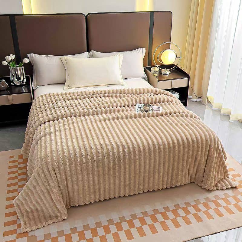 Stripe Fleece Throw – Ultra Plush Ribbed Blanket