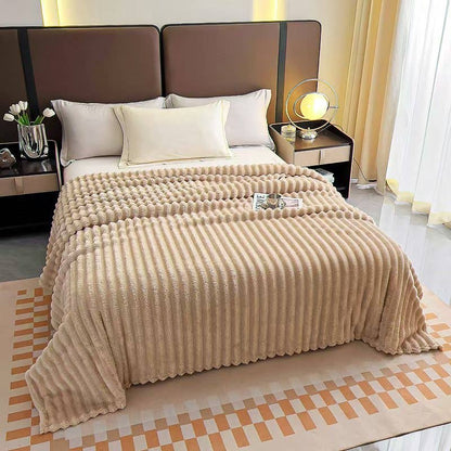 Stripe Fleece Throw – Ultra Plush Ribbed Blanket