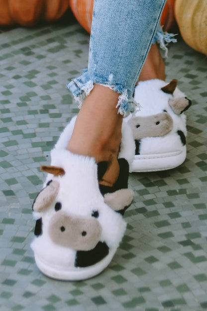 1 the Woman - Cartoon Animal Cow Plush Slippers
