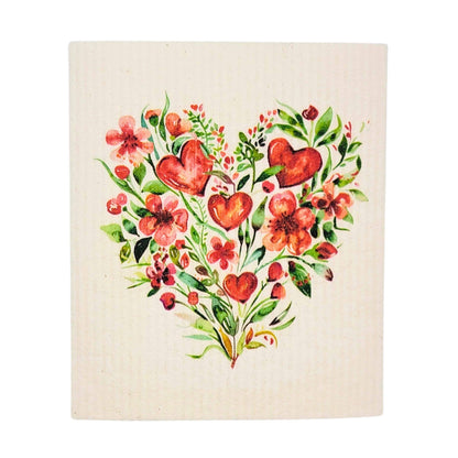 Bouquet of Hearts  Swedish Dishcloth - Valentines Day