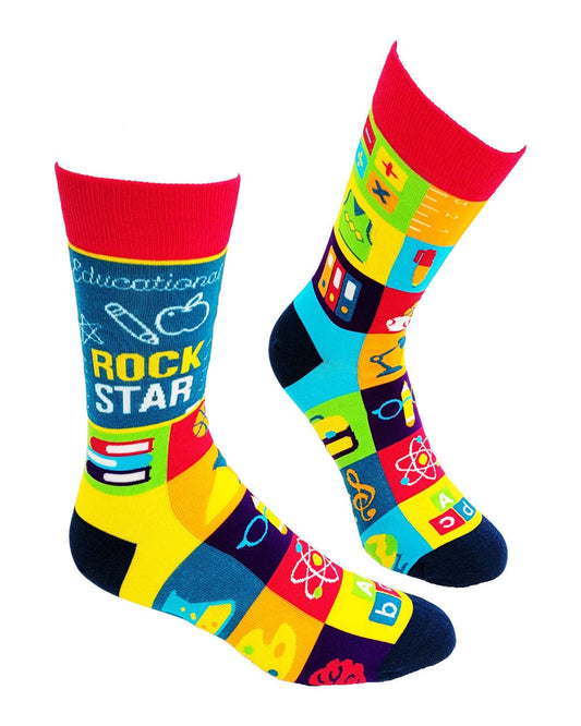 Educational Rock Star Men's Novelty Crew Socks
