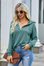 Lace V Neck Long Sleeves Hoodie