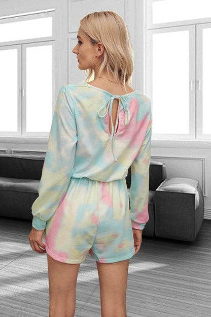Tie Dye Round Neck Short Pant Romper