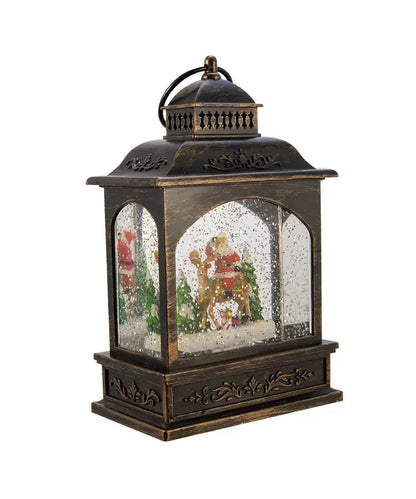 9"BLACK LED SANTA LANTERN W/MOTION