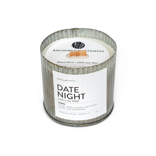 Date Night Valentine's Day Gift Rustic Vintage Farmhouse Wood Wick Candle