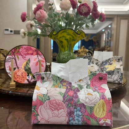 CREATIVE OIL PAINTING FLOWER LEATHER TISSUE BOX_CWMM2242