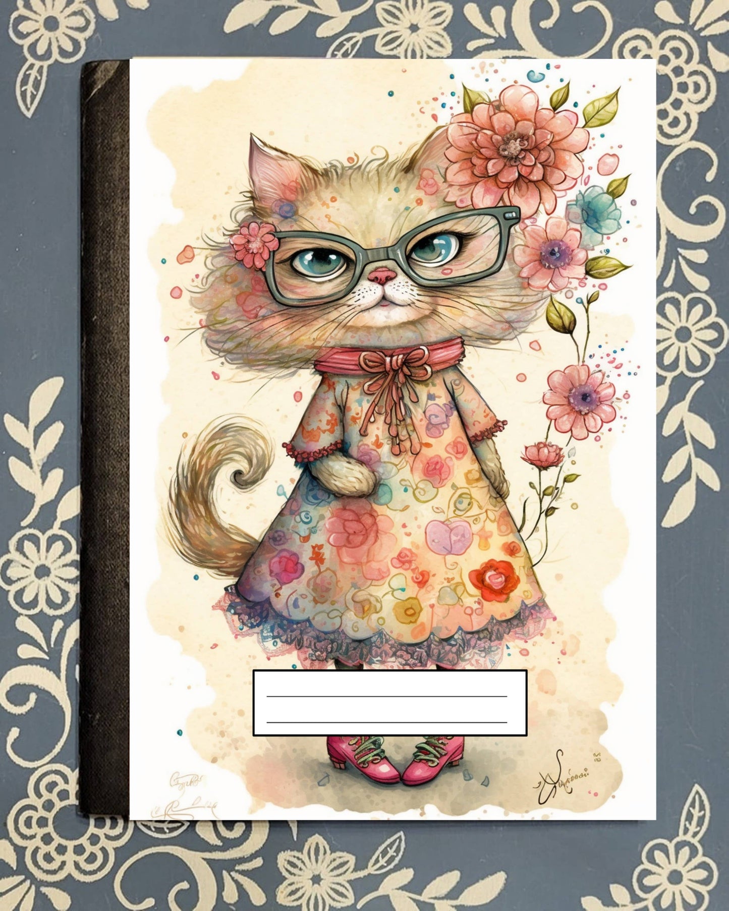 Cat, Fancy 1, Covered Notebook