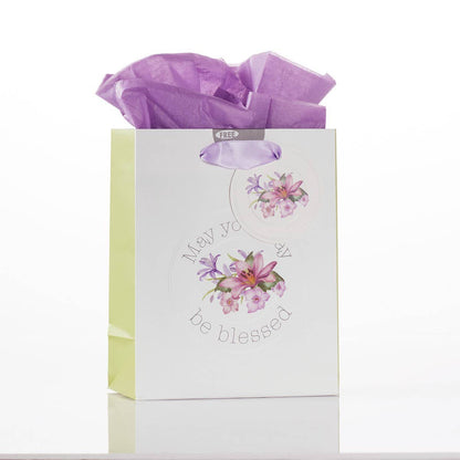 Gift Bag SM White/Purple May Your Day Be Blessed Jer. 17:7