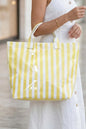 Red Glossy Striped Vinyl Large Tote Bag (Color Varied)