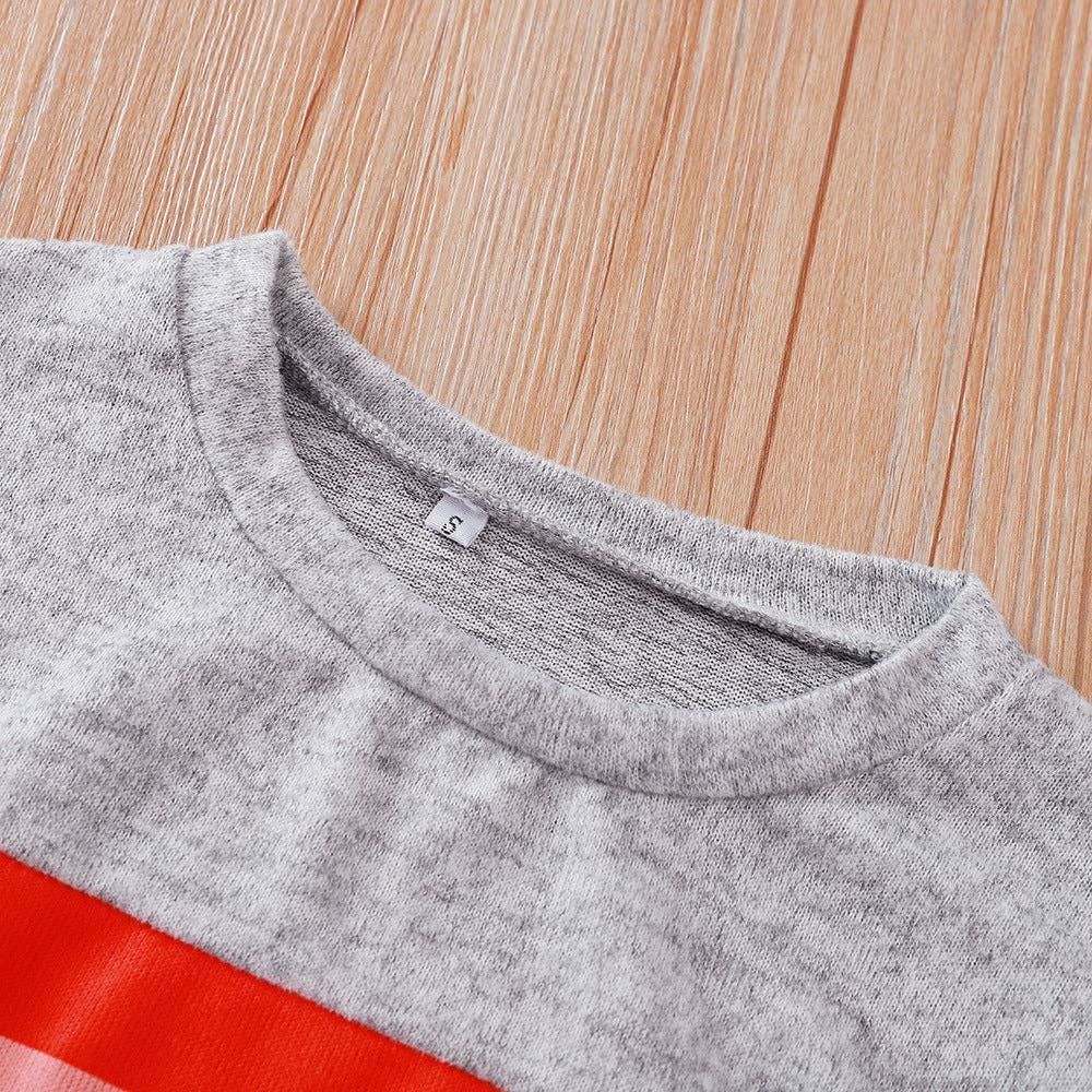 Women’s Rainbow Stripe Crewneck Pullover Casual Long Sleeve Top