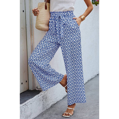 Wide Leg High Waist Tie Pockets Knot Pants