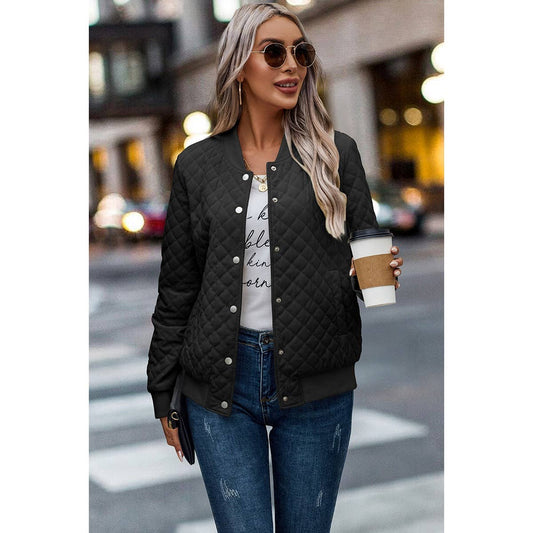 Solid Stitch Quilted Charm Pockets Jacket
