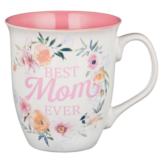 Pink/White Floral Best Mom Ever Num. 6:24 Mug