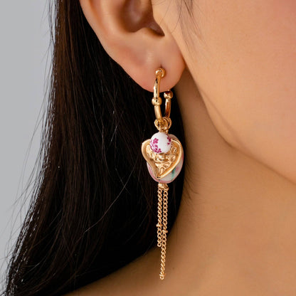Chinoiserie Floral Charm Hoop Earrings | 80E61660