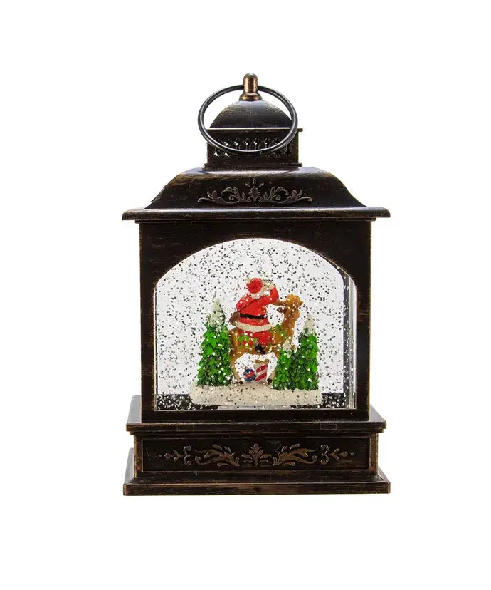 9"BLACK LED SANTA LANTERN W/MOTION
