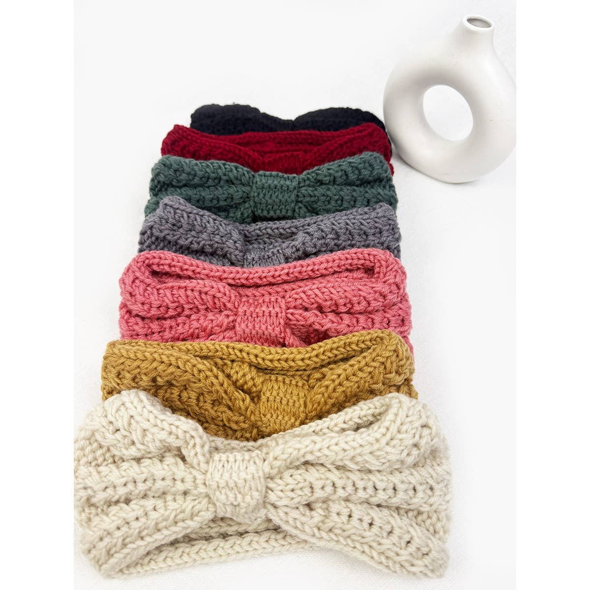 Solid Knit Winter Bow Headband
