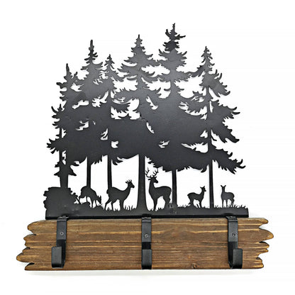 Deers Wooden and Metal Rack with Hook