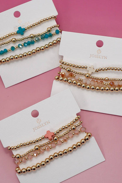 BOHO CROSS MULTI  COLORFUL BEADED STRETCH BRACELET | 40B5180