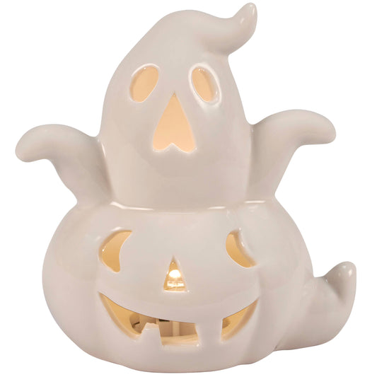 Lighted Ghost Pumpkin Figurine