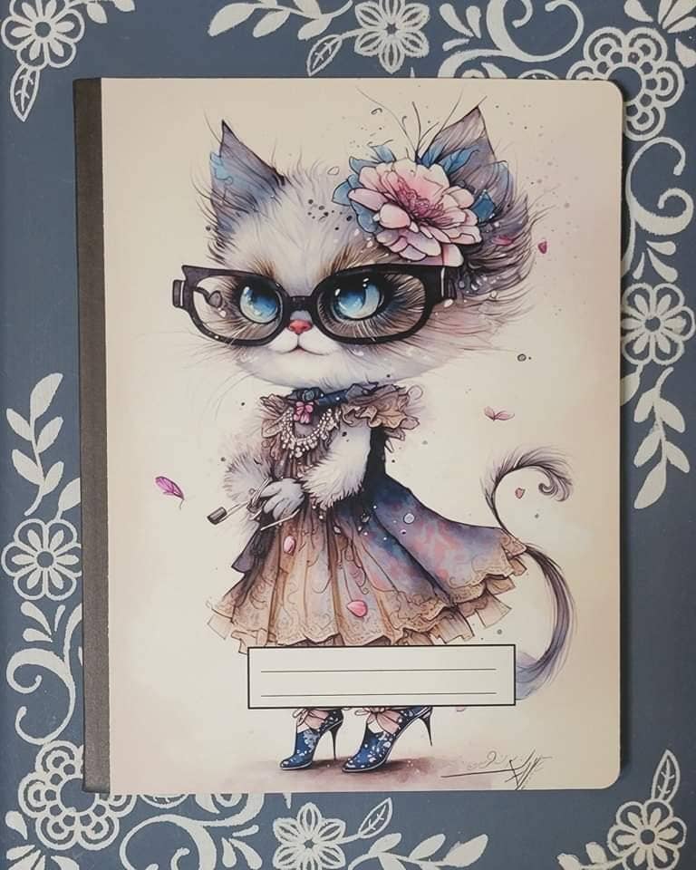 Cat, Fancy 3, Covered Notebook