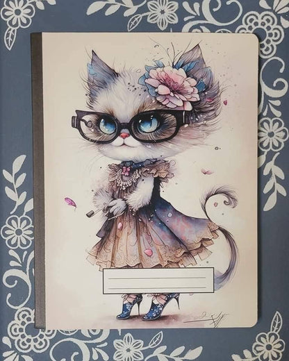Cat, Fancy 3, Covered Notebook