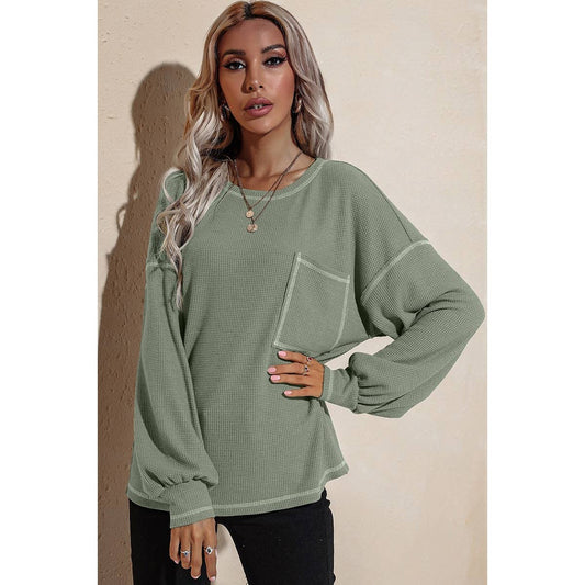Round Neck Long Sleeve Knit Top