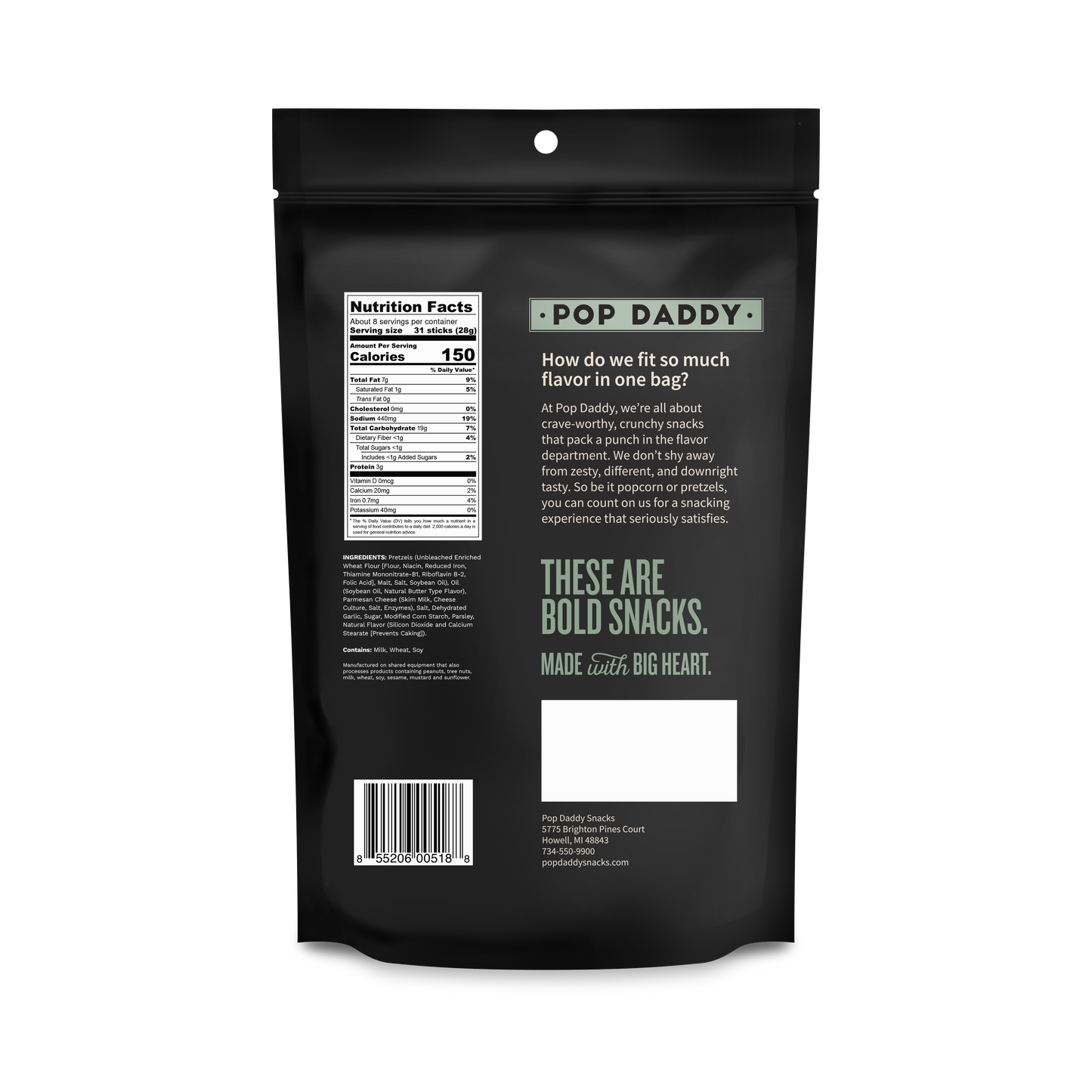 Pop Daddy – Garlic Parmesan Seasoned Pretzels 7.5oz