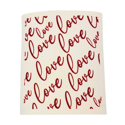 Red Love Valentines Day Swedish Dishcloths - Valentine