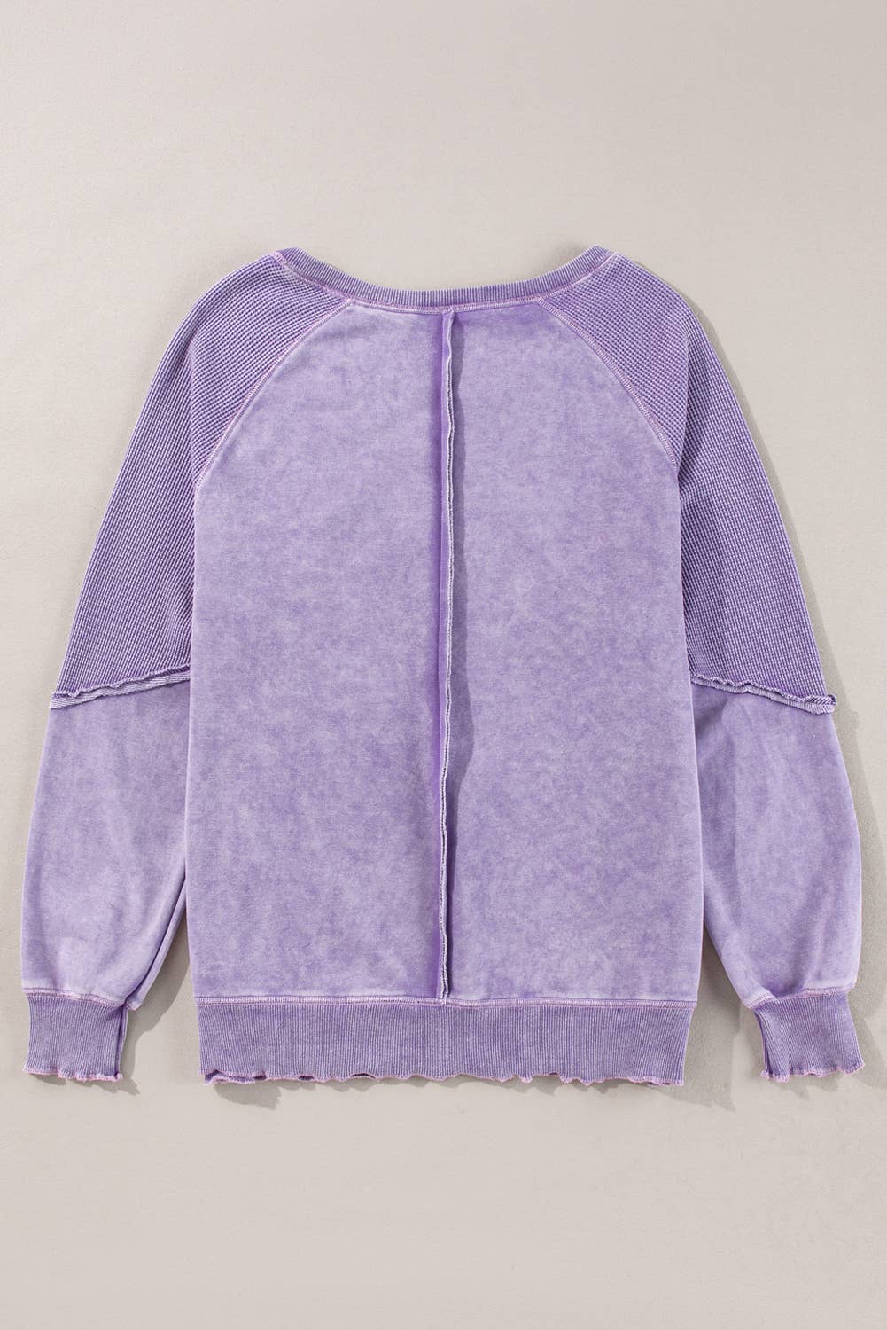 Plus Size Patchwork Frilled Trim Pullover Sweatshirt (S-3X)