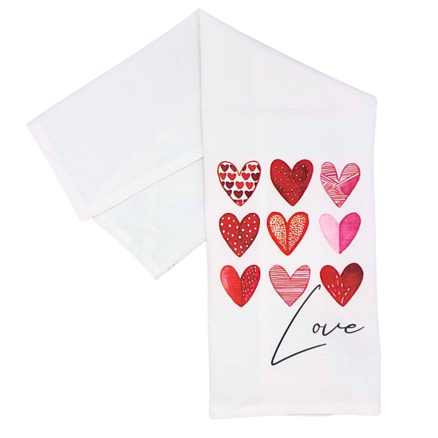 Love With Heart Pattern Valentine's Day Tea Towels