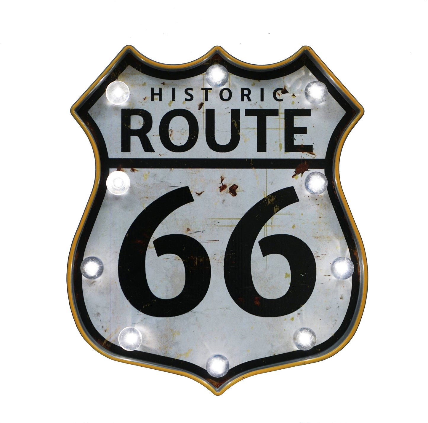 LED Lighted "Route 66" Wall Decor